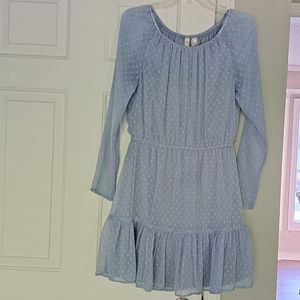 Divided blue flowy lightweight ruffle dress.  Size 8.